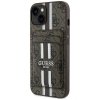 Etui Guess 4G Stripes z portfelem        Magsafe do iPhone 15 brązowy